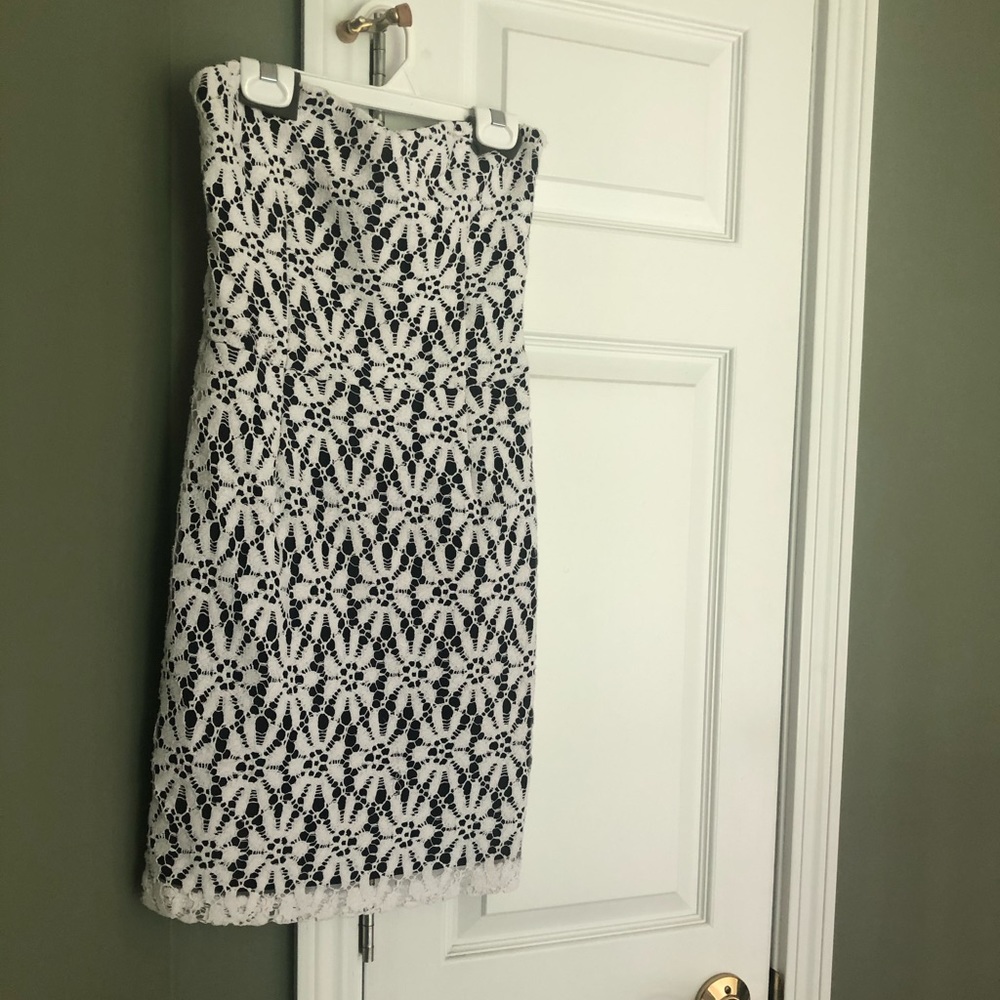 Aqua Lace Strapless Cocktail Dress